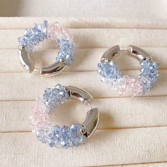 Colored Beaded Earrings Copper White Gold Plated - www.Shopthatapp.com