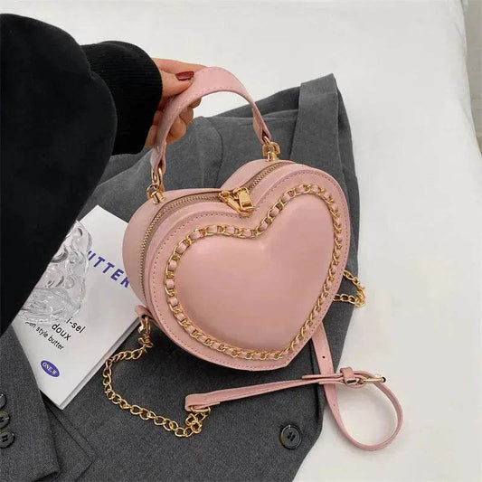 Women's Fashion Casual Heart Shaped Chain Shoulder Messenger Crossbody Bag - www.Shopthatapp.com