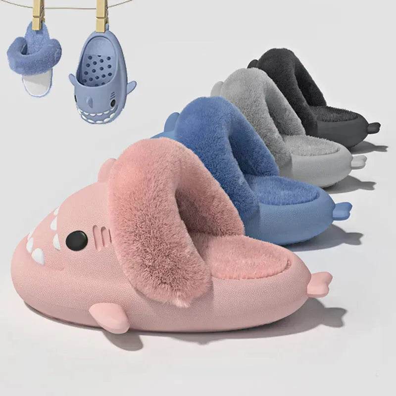 Winter Shark Slippers Detachable Warm Fuzzy Slippers Bedroom House Shoes Women - www.Shopthatapp.com