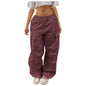 Casual Cargo Pants For Women Solid Color Drawstring Pocket Design Fashion Street Trousers Girls - www.Shopthatapp.com