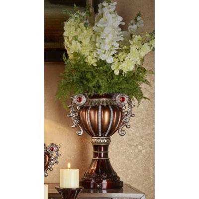 17.5 Tall  Delicata Urn-Shaped Decorative Vase, Bronze With Silver Accents - www.Shopthatapp.com