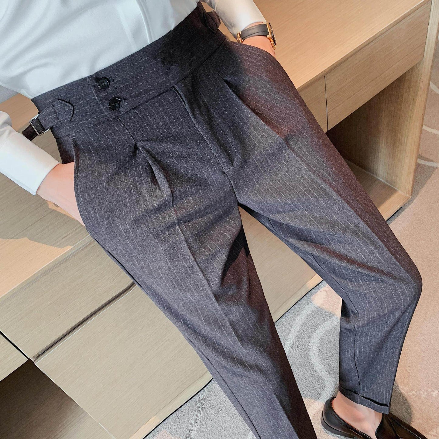 High-waisted Trousers Business Work Chinos trouser for men - www.Shopthatapp.com