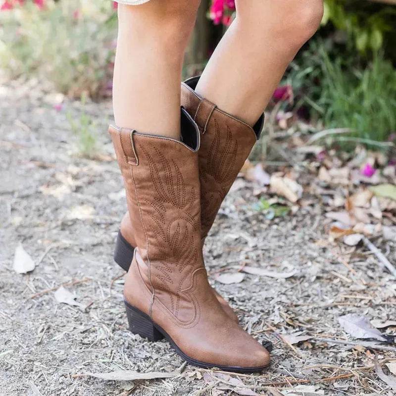 Black Western Cowboy Boots Pointed Toe Shoes Women - www.Shopthatapp.com