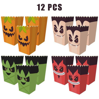12 Pieces Halloween Popcorn Box Halloween Party Favor Snack Treat Boxes Candy Cookie Container Decorations Gifts For Popcorn Sales Halloween Party Favor Supplies - www.Shopthatapp.com