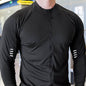 Muscle Fit Long Sleeve Zip Up Quick Drying Sport Workout Gym T-shirt for Men - www.Shopthatapp.com