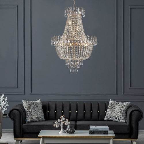 Golden Crystal Chandelier, Large Modern Luxury Chandelier, Suitable For Living Room, Dining Room, Bedroom, Hallway - No Bulb - www.Shopthatapp.com