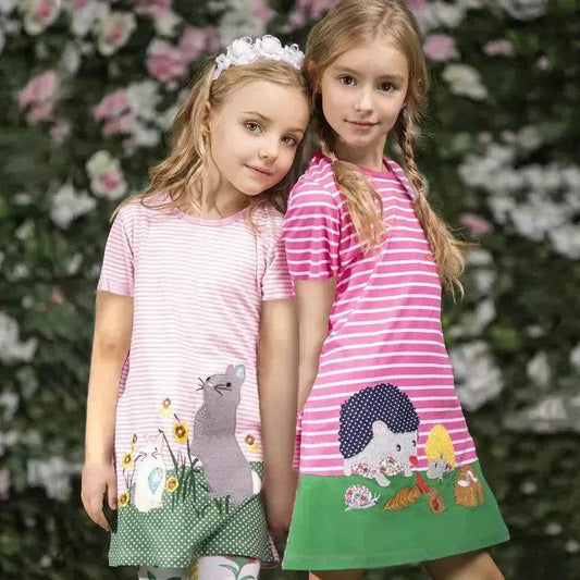 Casual Girls' Skirt gown  Cartoon Printed Cotton Dress for kids - www.Shopthatapp.com