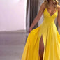 Elegant V Neck Summer Maxi Slit Dress Spaghetti Strap High Slit Long Dress - www.Shopthatapp.com