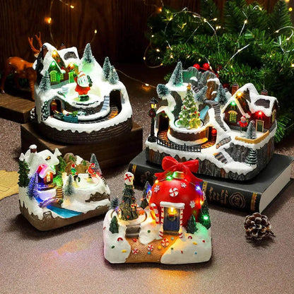 Christmas Rotating Resin Luminous Music Box Ornaments - www.Shopthatapp.com