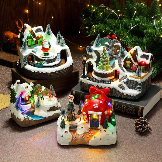Christmas Rotating Resin Luminous Music Box Ornaments - www.Shopthatapp.com