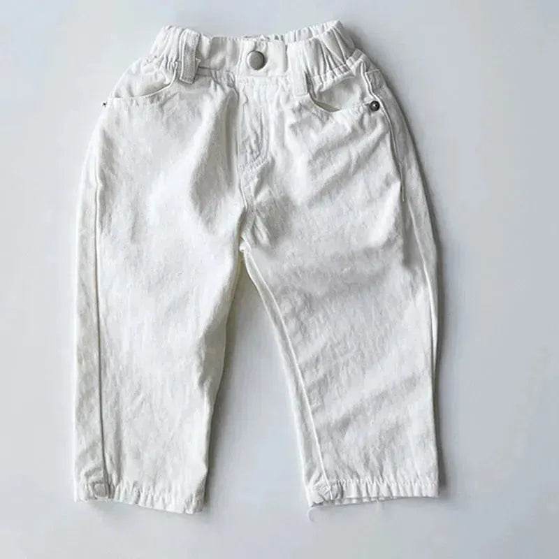 Children's Neutral New Simple Fashion Easy To Match Elastic Waist Casual Denim Trousers for kids - www.Shopthatapp.com