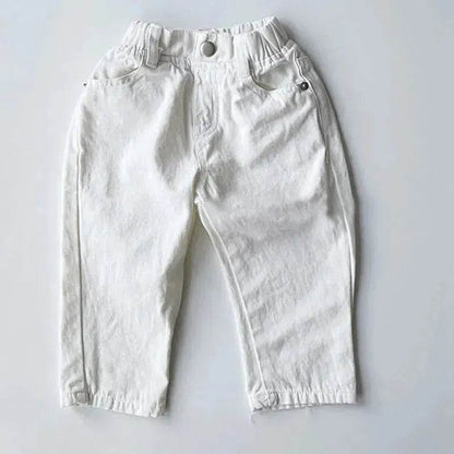 Children's Neutral New Simple Fashion Easy To Match Elastic Waist Casual Denim Trousers for kids - www.Shopthatapp.com