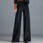 Gold Silk Striped Velvet Wide Leg trouser Pants Women - www.Shopthatapp.com