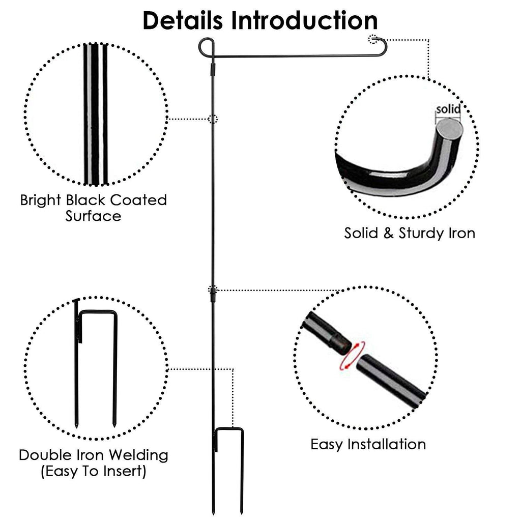 1Pc Garden Flag Stand Flagpole Weatherproof Wrought Iron Coated Yard Flag Holder For Yard Flag Party Banner Fits 11.8x17.7in Flag For Christmas Halloween Outdoor Decoration - www.Shopthatapp.com