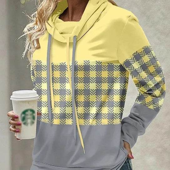 New Fashion Women's Pile Collar Printed Hoodie Pullover Top - www.Shopthatapp.com