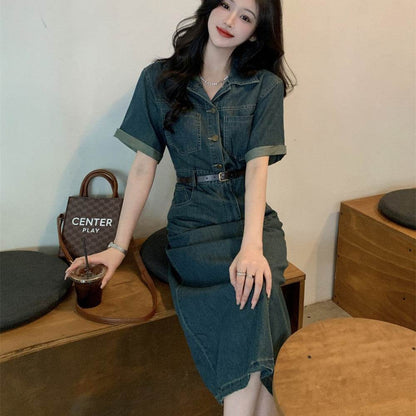 Women's Fashion Casual short sleeve Mini Denim Dress - www.Shopthatapp.com