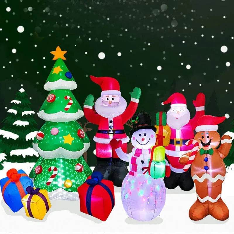 Christmas LED Lights Glowing Santa Tree Snowman Inflatable Doll Outdoor Yard Garden Decor - www.Shopthatapp.com