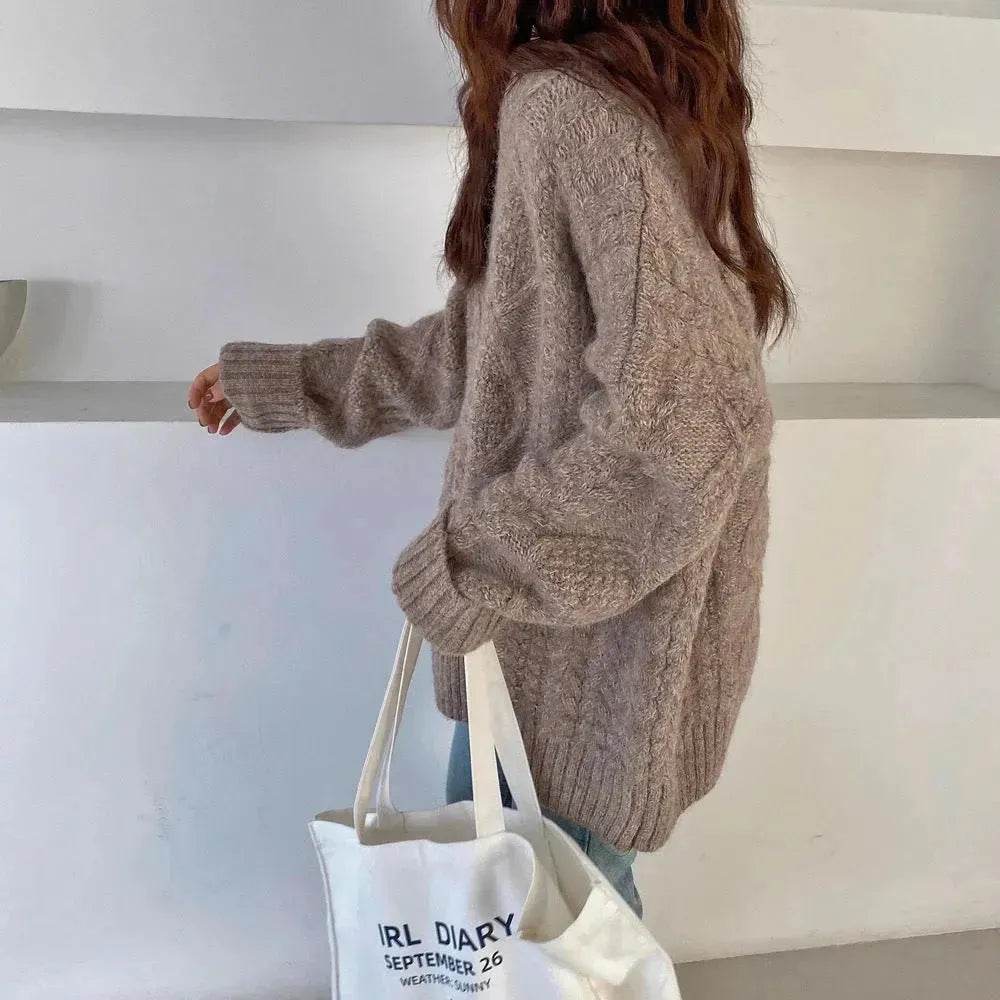 Autumn Winter Twist Knitted Pullover Sweater for WOMEN - www.Shopthatapp.com