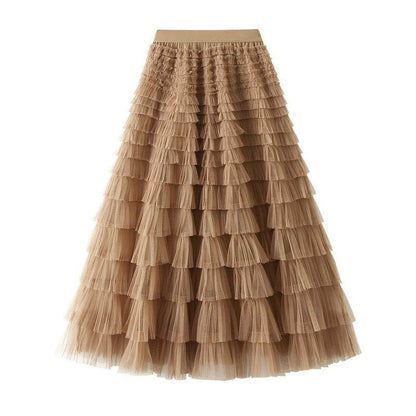 Cake Skirt Women's White Gauze long Layered tulle Skirt - www.Shopthatapp.com