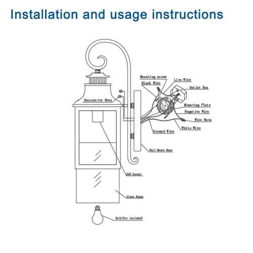 Large Outdoor Wall Light With Glass Supports Many Types Of Bulbs In 1 Pack - www.Shopthatapp.com