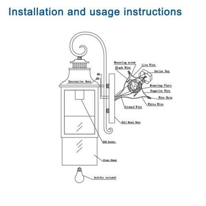 Large Outdoor Wall Light With Glass Supports Many Types Of Bulbs In 1 Pack - www.Shopthatapp.com