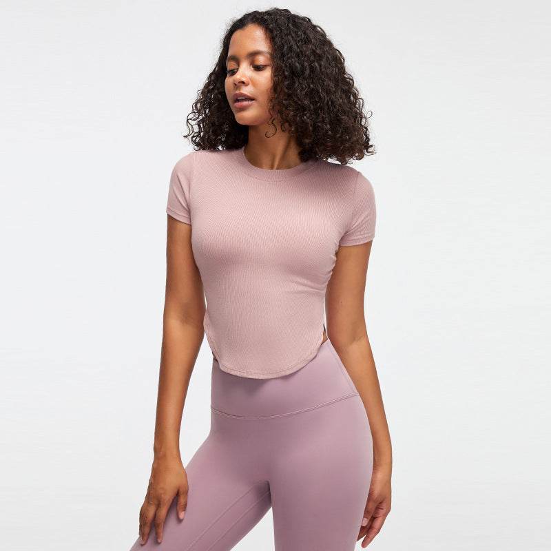 Nude feel Short-sleeved Workout Top Running gym top women - www.Shopthatapp.com