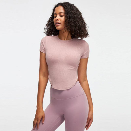 Nude feel Short-sleeved Workout Top Running gym top women - www.Shopthatapp.com
