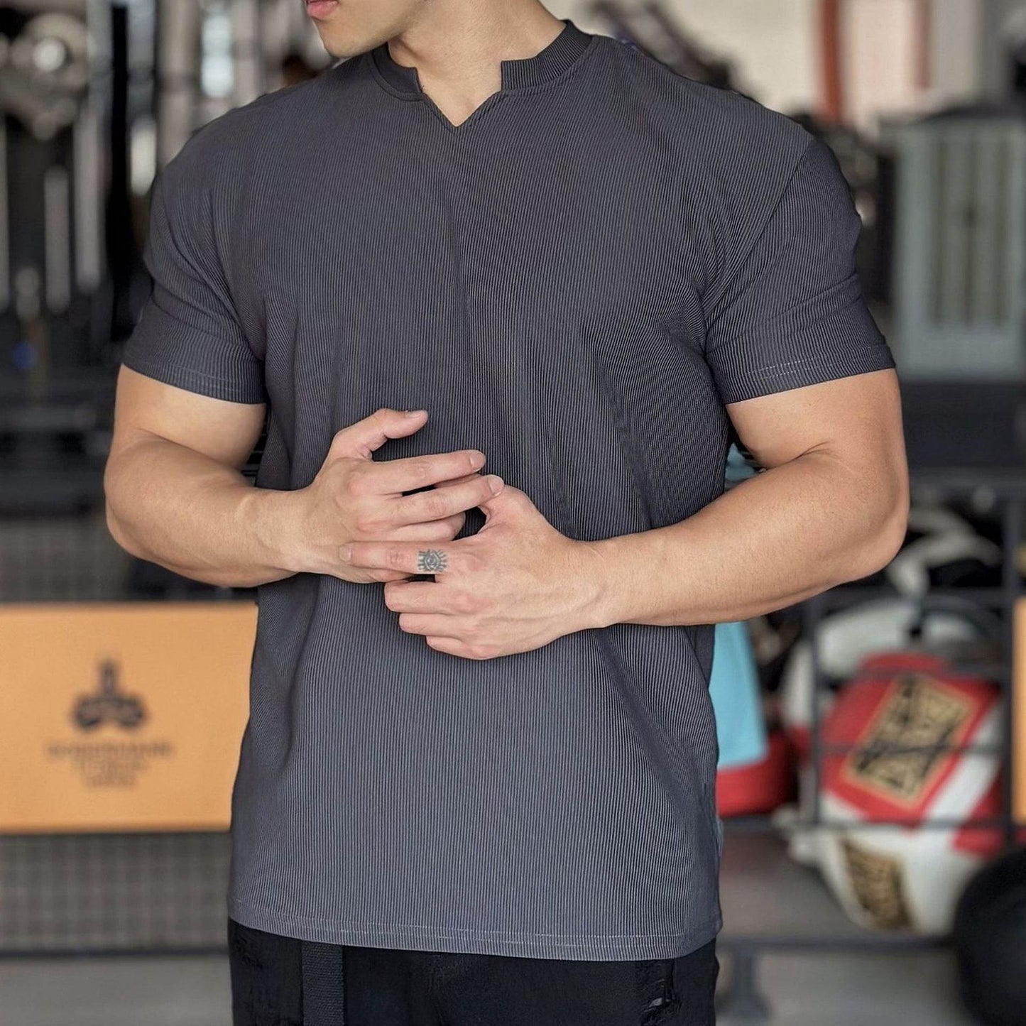 Anti Wrinkle Men Short Sleeve Active wear T-shirt for Workout Gym trainings - www.Shopthatapp.com