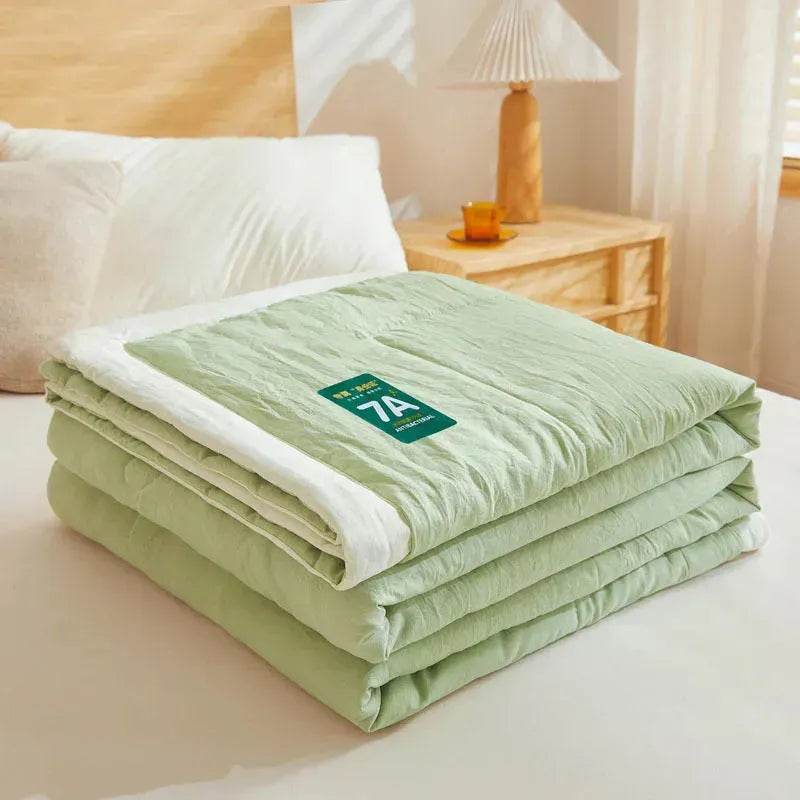 Washable Raw Cotton Summer Cooling Quilt Sage duvet cover - www.Shopthatapp.com