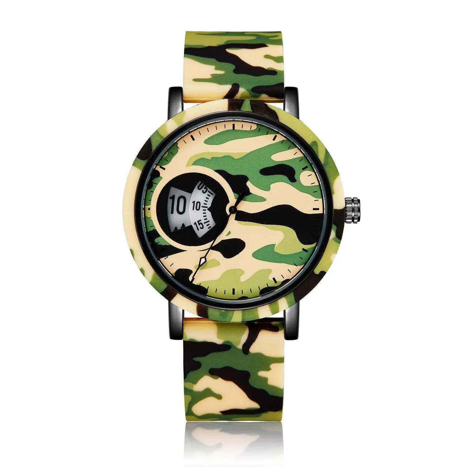Camouflage Watch Student Sports Double Display Fashion Silicone Strap - www.Shopthatapp.com