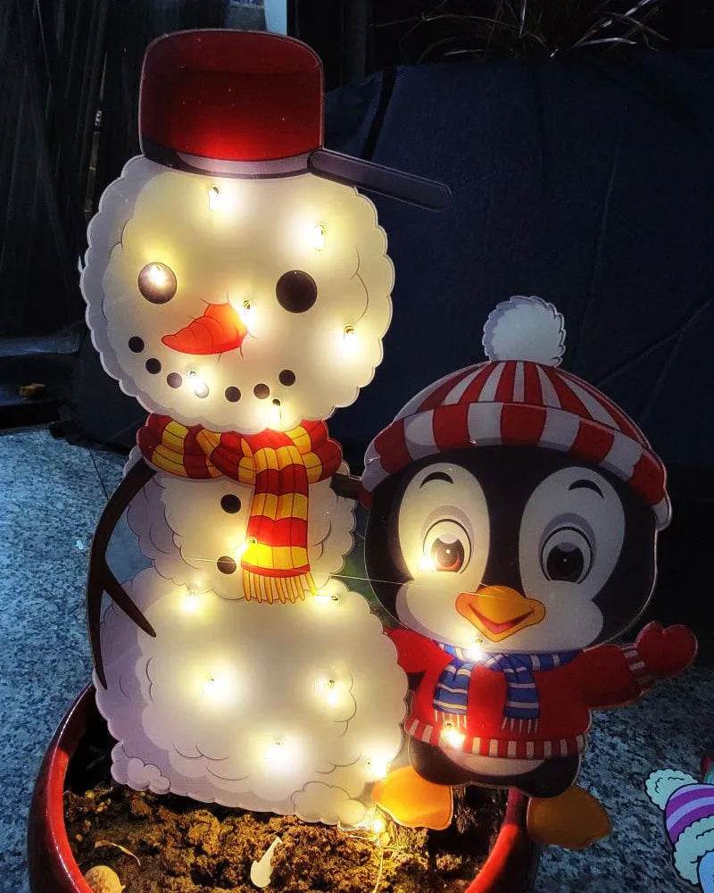 Christmas Scene Decoration With LED Lights Christmas Snowman Ornaments - www.Shopthatapp.com