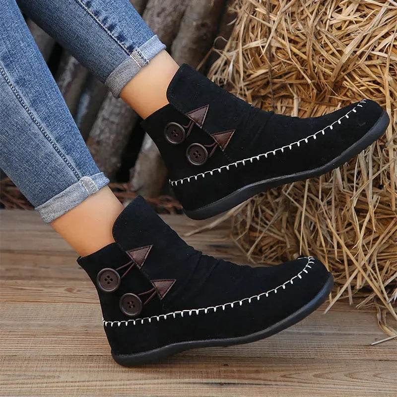 Button Design Ankle Boots For Women Autumn And Winter - www.Shopthatapp.com