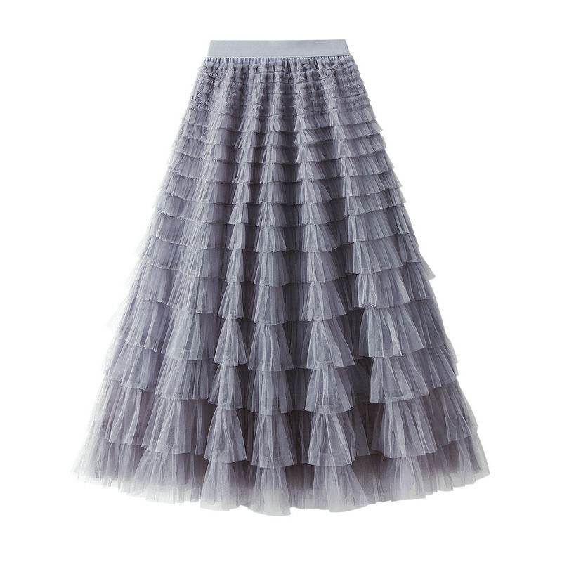 Cake Skirt Women's White Gauze long Layered tulle Skirt - www.Shopthatapp.com