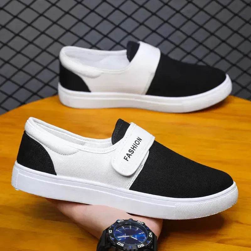 Canvas Flat Shoes Men Velcro Fashion Casual Unisex Sneakers - www.Shopthatapp.com