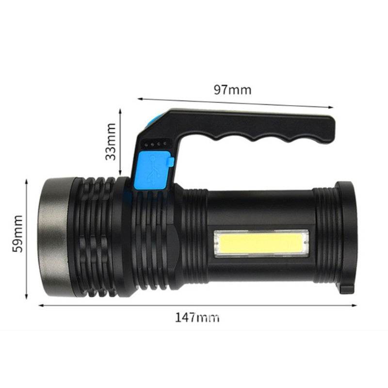 LED Flashlight USB Rechargeable Torch COB Spotlight Camping Light High Lumens Emergency Lamp 3 Modes Waterproof - www.Shopthatapp.com