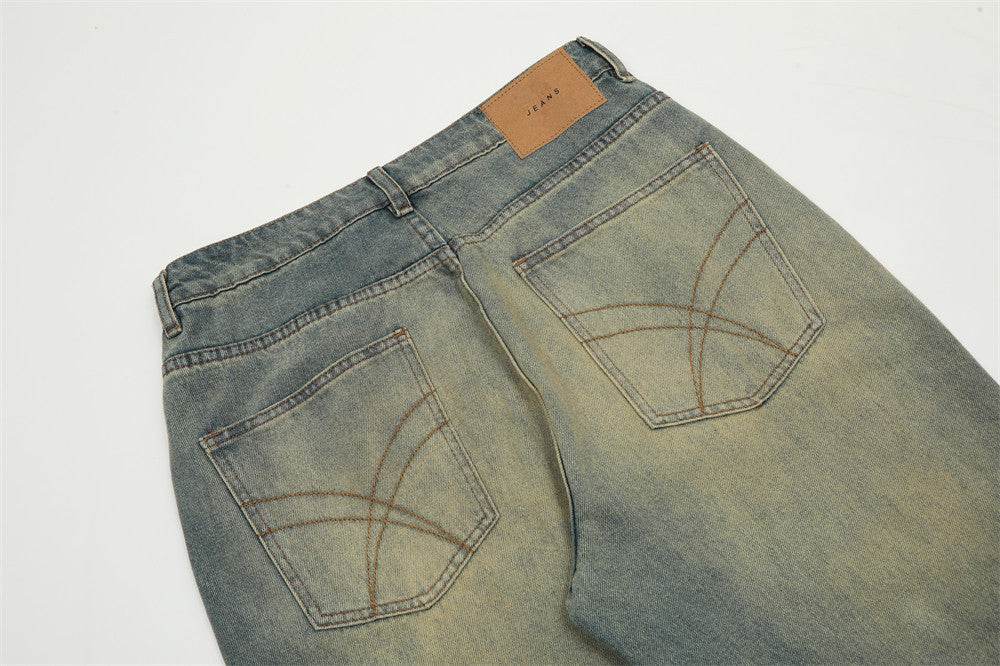 Heavy Industry Washing Hole Denim Trousers Men Jeans - www.Shopthatapp.com