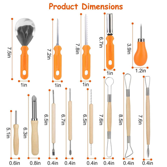 13Pcs Halloween Pumpkin Carving Kit Stainless Steel Carving Kit Pumpkin Sculpting Cutting Kit Halloween Decorative Tools - www.Shopthatapp.com