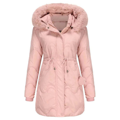 Autumn Winter Fur Collar cotton padded long winter jacket for women - www.Shopthatapp.com