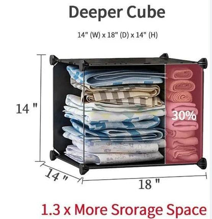 8 Cube Organizer Stackable Plastic Cube Storage Shelves Design Multifunctional Modular Closet Cabinet With Hanging Rod RT - www.Shopthatapp.com