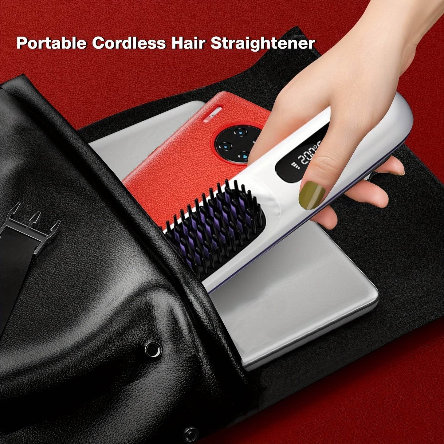 S7 Portable Cordless Hair Straightening Brush With LED Display - Lightweight Mini Negative Ion Hot Brush, USB Rechargeable Women's Travel Essentials Gift, Scald Protection - www.Shopthatapp.com