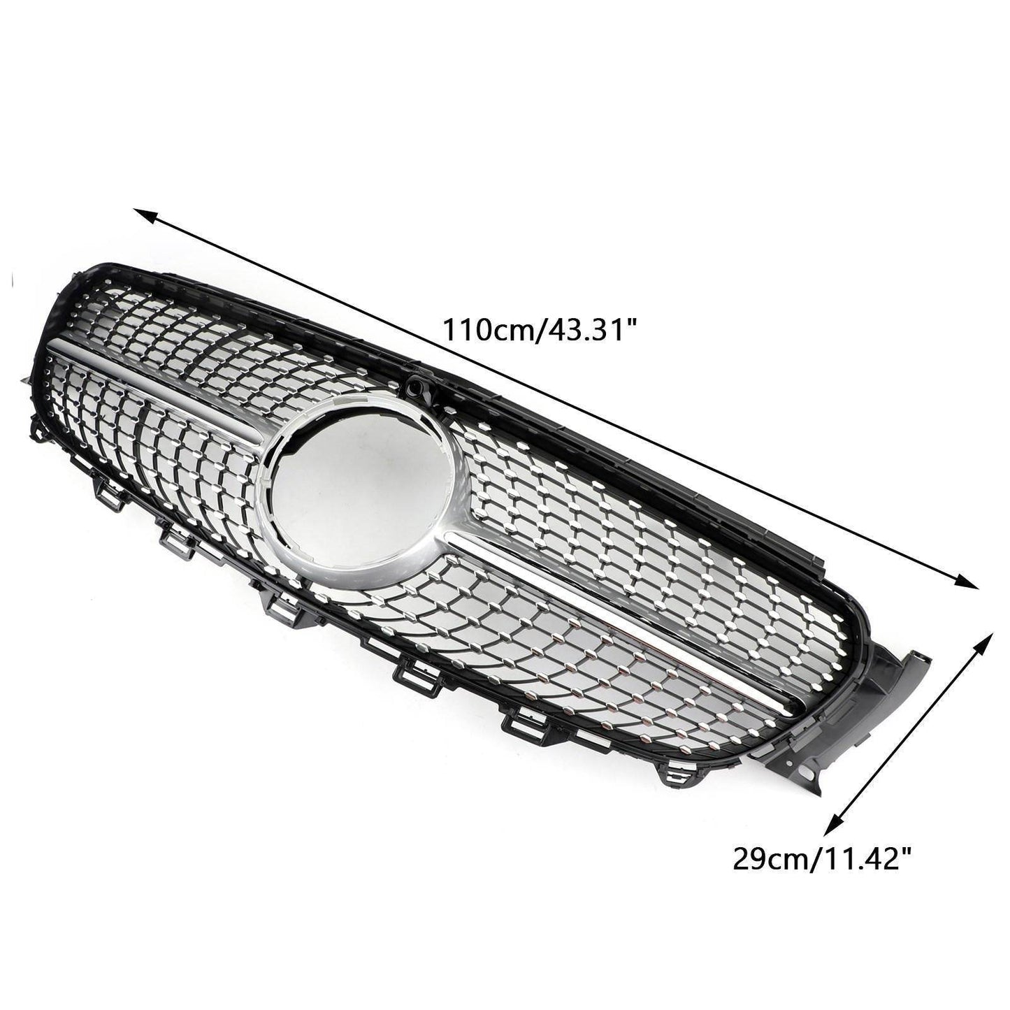 Diamond Silver Edge Front Grille For 2016 To 2019 Mercedes-Benz W213 E300 E400 - www.Shopthatapp.com