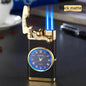 New Lighter With Electric Watch Rocker Arm Automatic Ignition Straight Blue Flame Lighter Creative Real Dial Inflatable Windproof Cigar Lighter Men's Watch Gift - www.Shopthatapp.com
