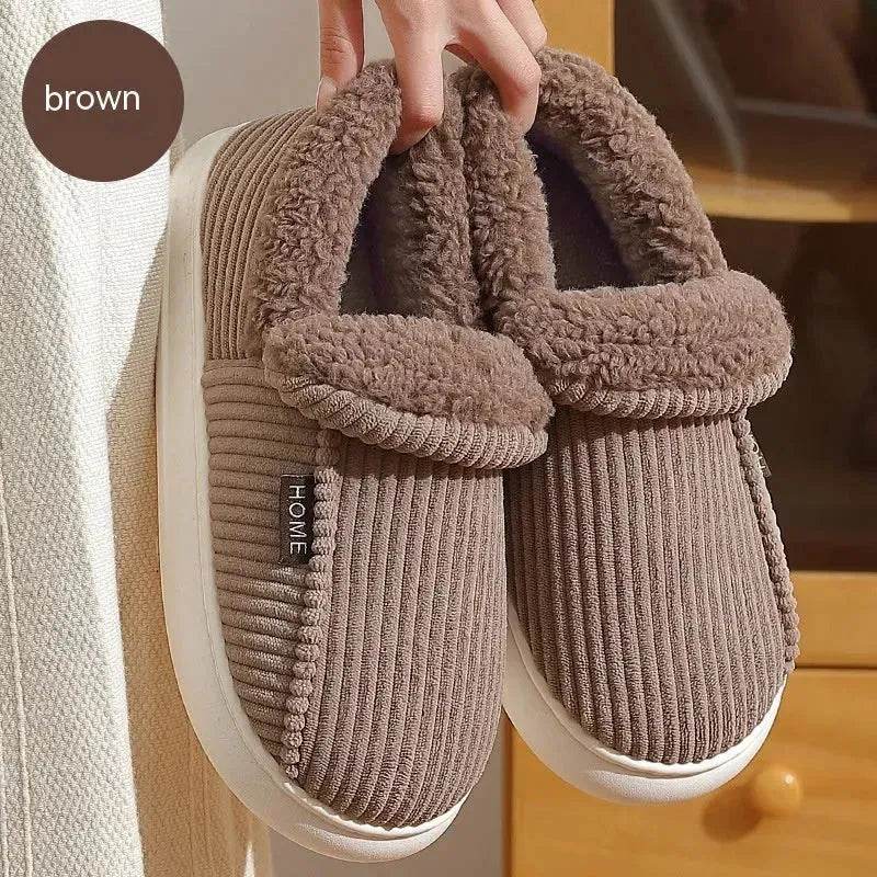 Ankle Wrap Cotton Slippers Winter Women's Plus Size Thickened Fleece-lined Warm Slugged Bottom - www.Shopthatapp.com