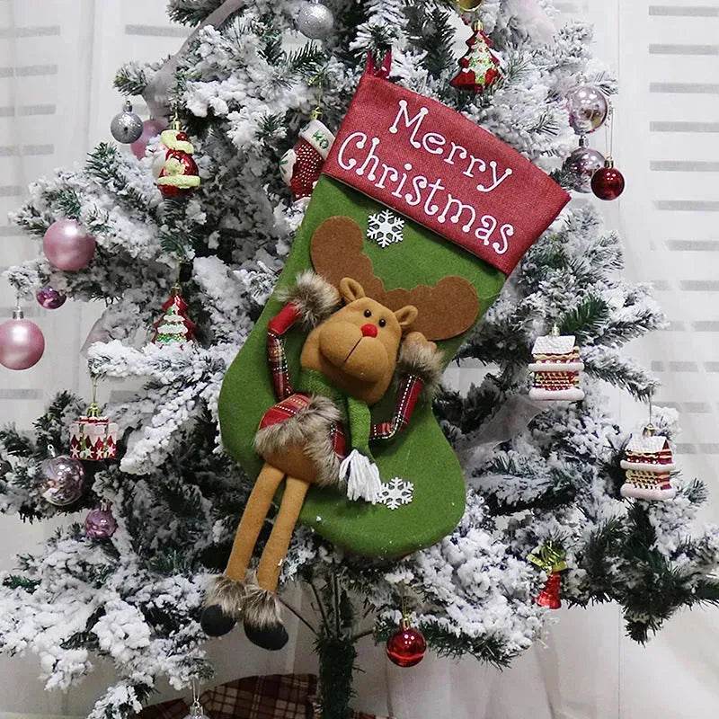 2024 New Year Xmas Big Stockings Set Decorations Christmas 3D Plush Big Sock Christmas Tree Pendant Decorating Supplies - www.Shopthatapp.com