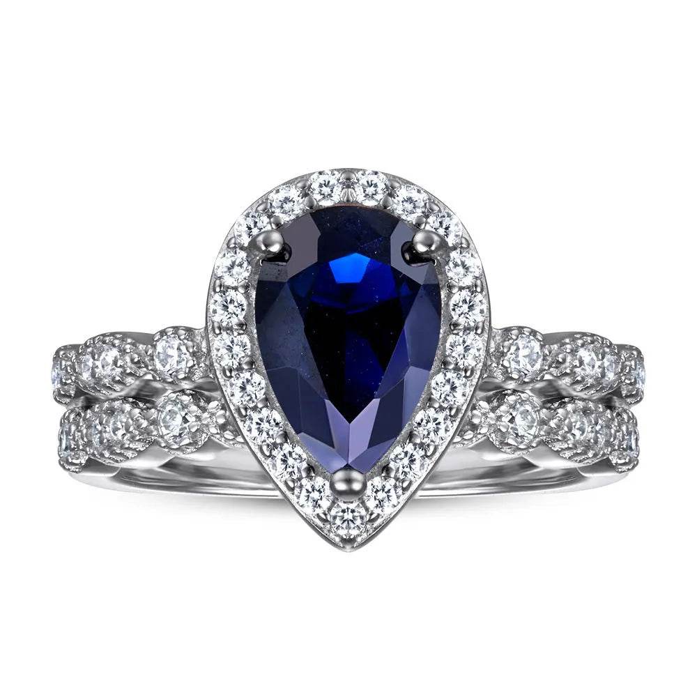 Fashion Ring Set Ladies 925 Sterling Silver Combination Wedding Ring women - www.Shopthatapp.com