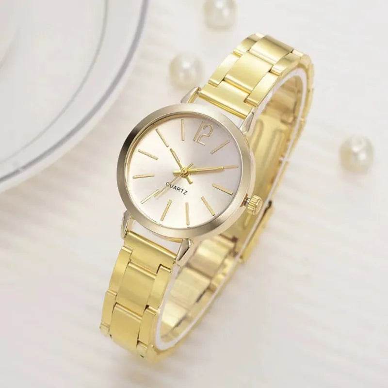 2pcs Narrow Strap Steel Strap Bracelet and  Quartz Watch women - www.Shopthatapp.com