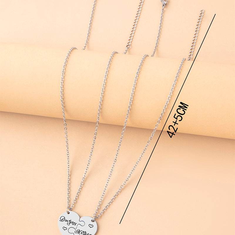 2 PCS mother Daughter Necklace gift idea Puzzle Necklace - www.Shopthatapp.com
