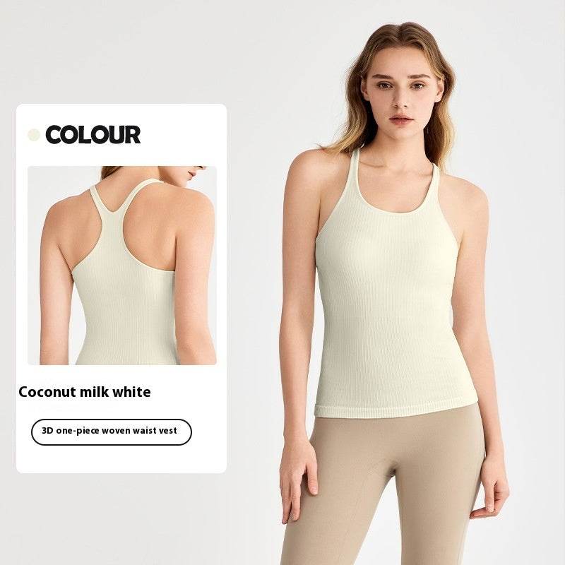 yoga clothes sleeveless Vest With Chest Pad Workout Top - www.Shopthatapp.com