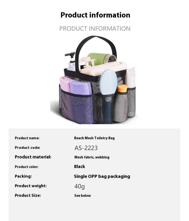 Beach Mesh Toiletry Bag Buggy Bag Handbag 8 Mesh Pockets - www.Shopthatapp.com