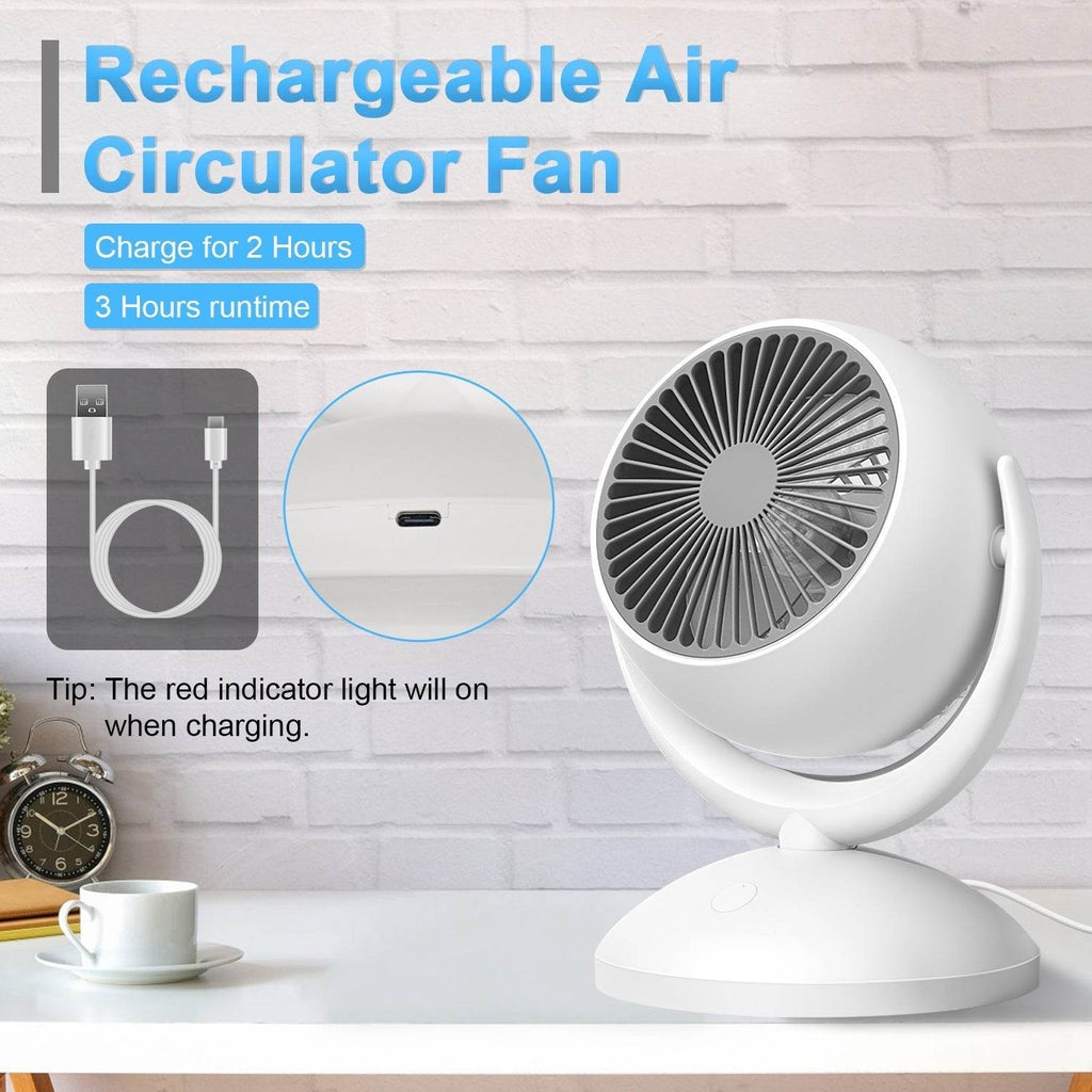 Portable Desk Fan Rechargeable Oscillating Tilting Fan With 4 Speeds 360 Degree - www.Shopthatapp.com